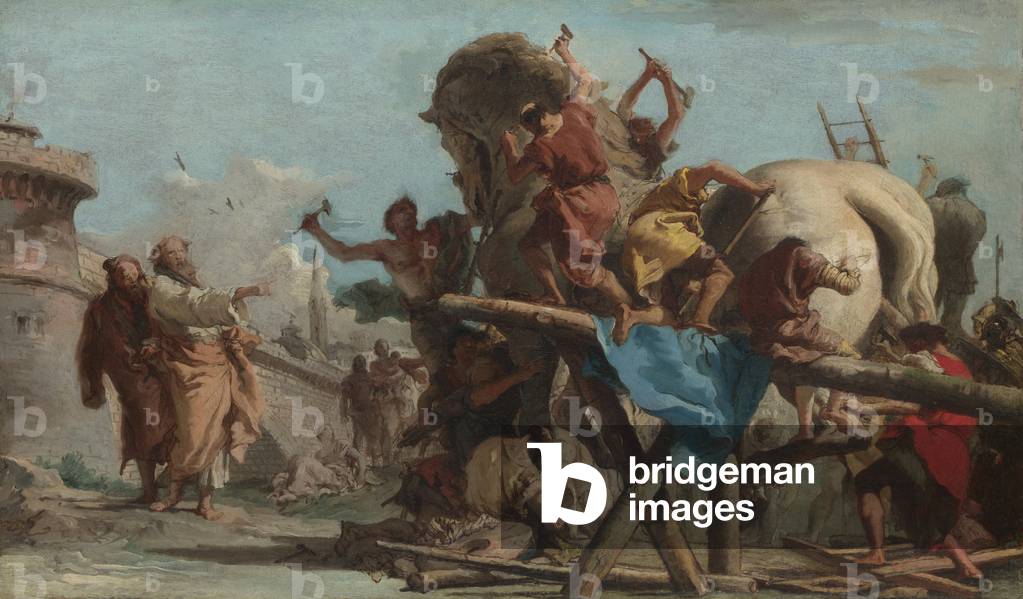 Das Gebäude des Trojanischen Pferdes, c.1760 (Öl auf Leinwand)