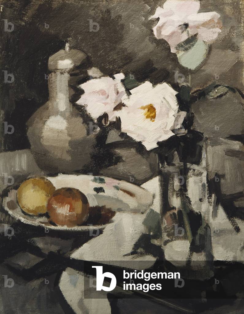 Pink Roses in a Glass Vase, c. 1924 (oil on canvas)