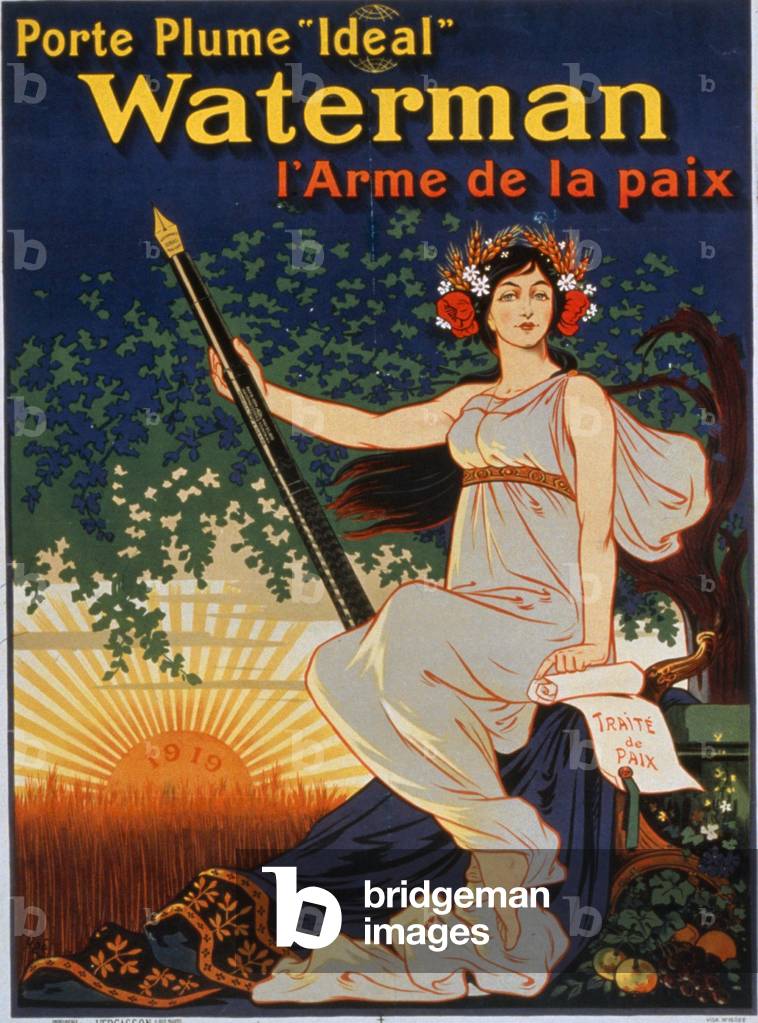 Tragen Sie den 'Ideal' Waterman Stift, die Waffe des Friedens. 1919 (Plakat)