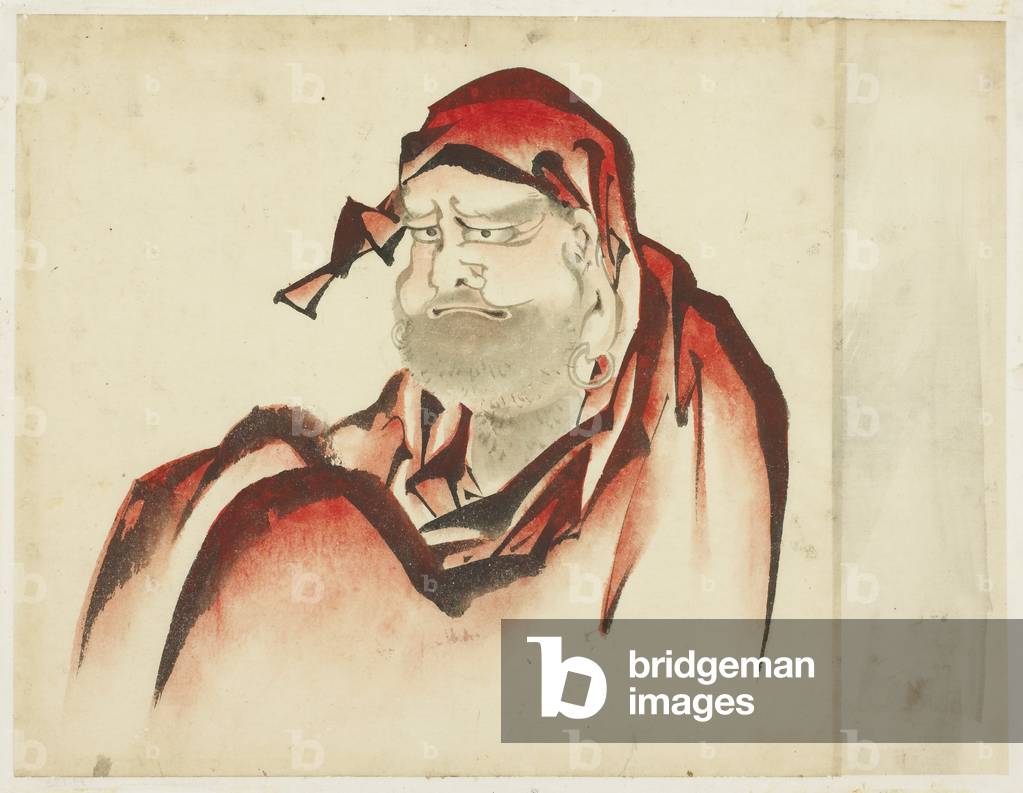 Red-Robed Daruma, um 1815-1849 (Tinte und Farbe auf Papier)