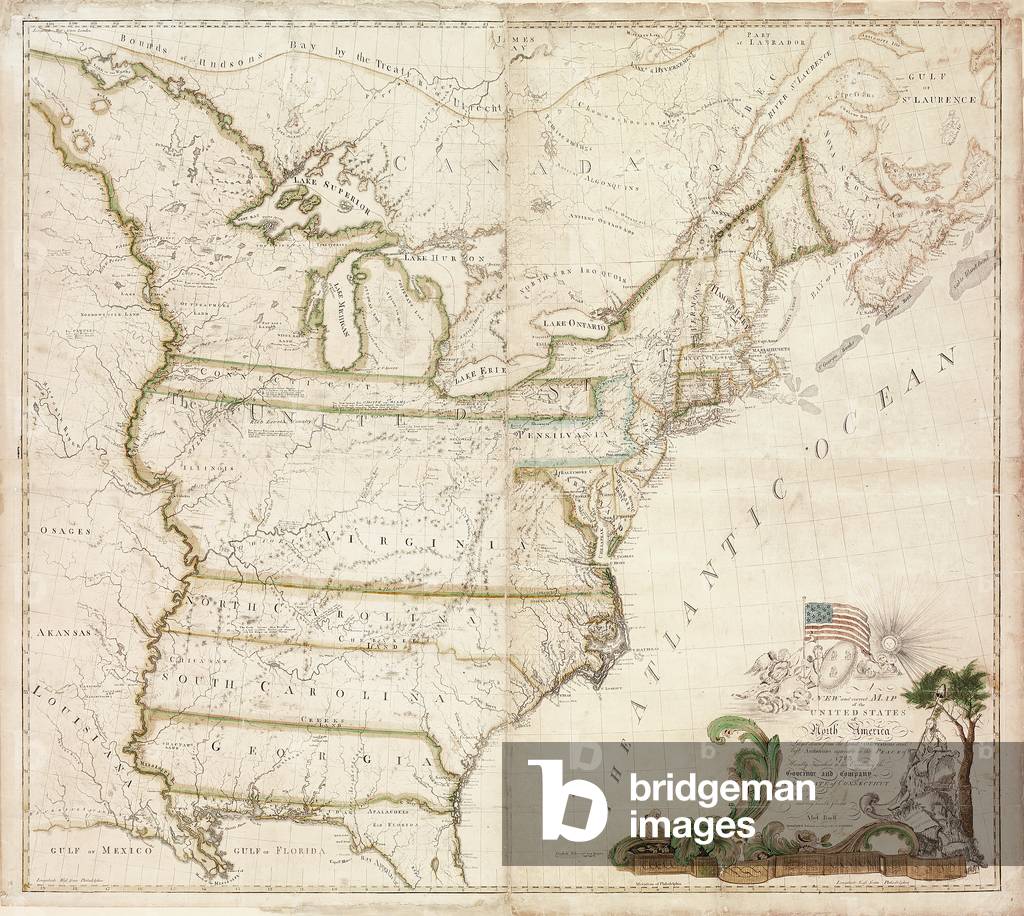 Immagine di Incisione "America's first national map" 1784 di Abel Buell