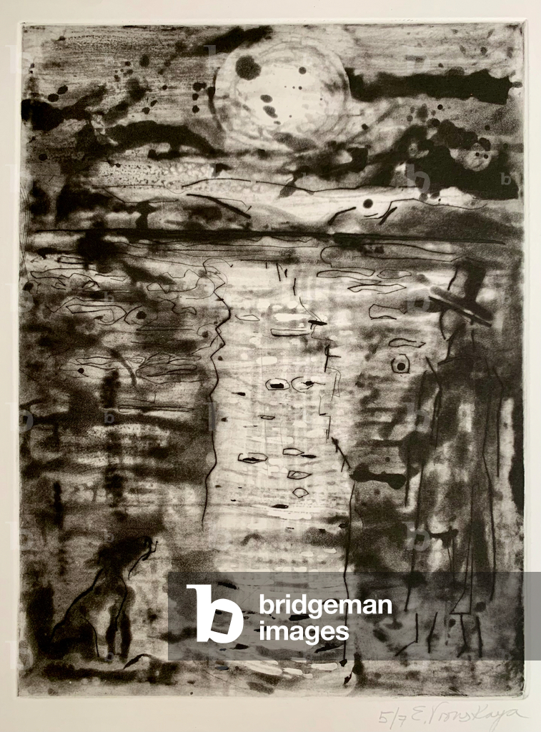 moon gazing (etching)