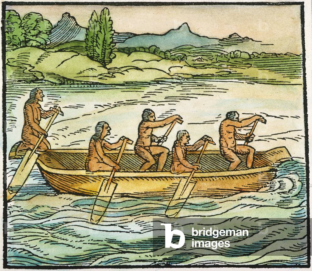 Native American Canoe Image Of Native American Canoe (chromolitho) By