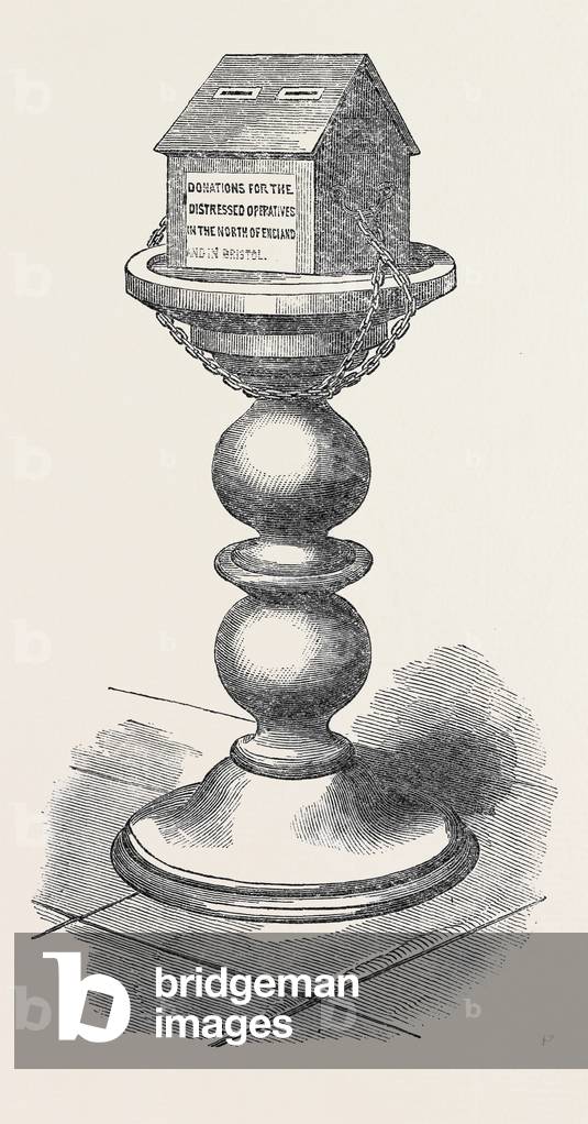 La carestia del cotone: scatola a Bristol per gli abbonamenti al Fondo Operativo in difficoltà 1862