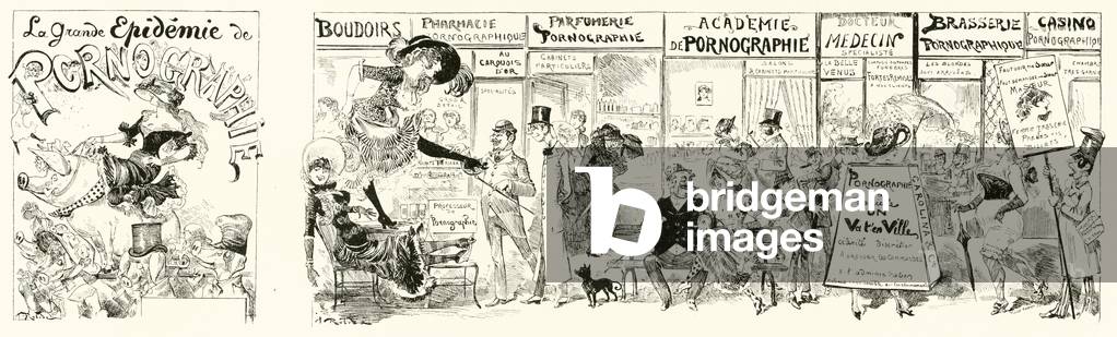Bild von Druck "Die große Epidemie der Pornografie (litho)" von Albert Robida, b/w