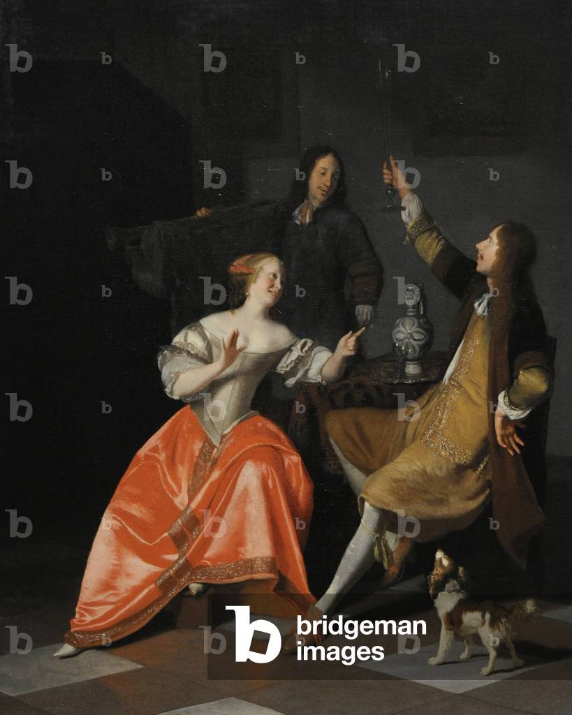 Società di bere, ca.1668, di Jacob Ochtervelt (1634-1682).
