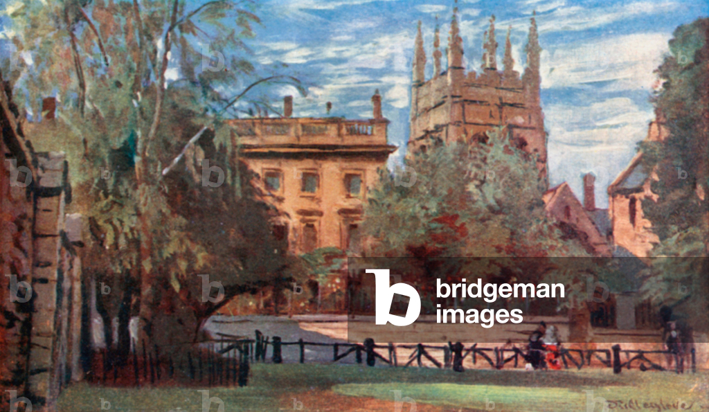 Image of Print depicting Corpus Christi College and Merton Tower 1901 by John Fulleylove