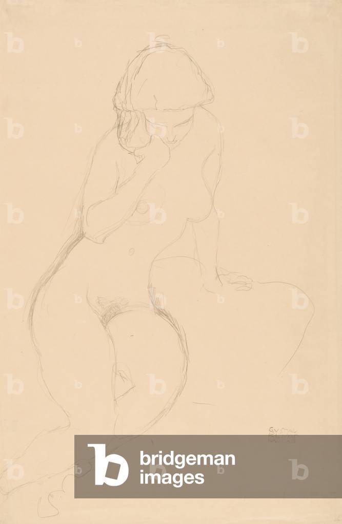 Seated Nude with Hand at Cheek, c.1913-14 (pencil on simile Japan paper)