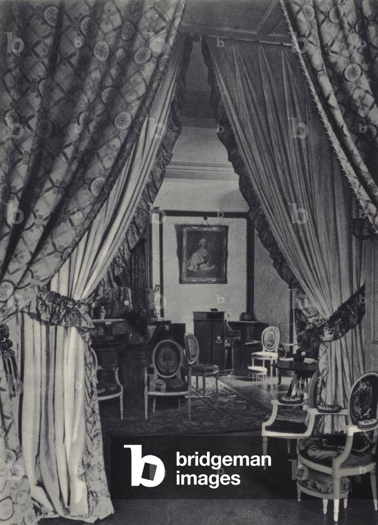 Interno dello Chateau de Malrome, casa della madre di Henri de Toulouse-Lautrec, Saint-Andre-du-Bois, Gironda,