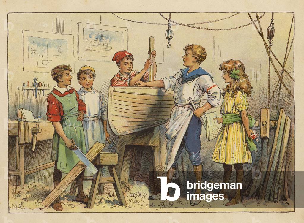 Little Workers: Die Schiffbauer (Farblitho)