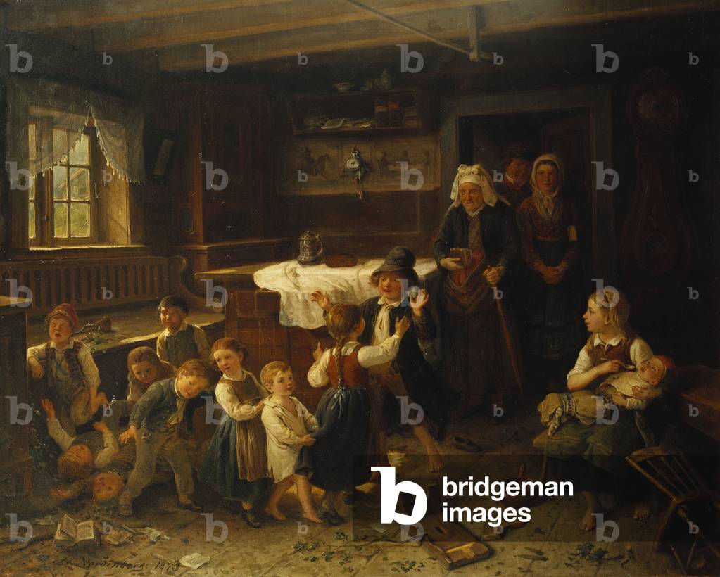 kinder spielend im ein inneres, 1873 (öl auf leinwand)