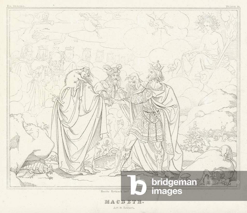 "Macbeth" di Friedrich August Moritz Retzsch, b/w