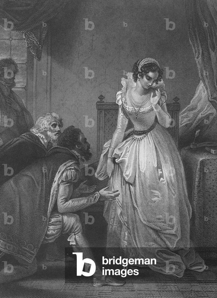 Image of Print depicting Lady Jane Grey by Robert Smirke, b/w
