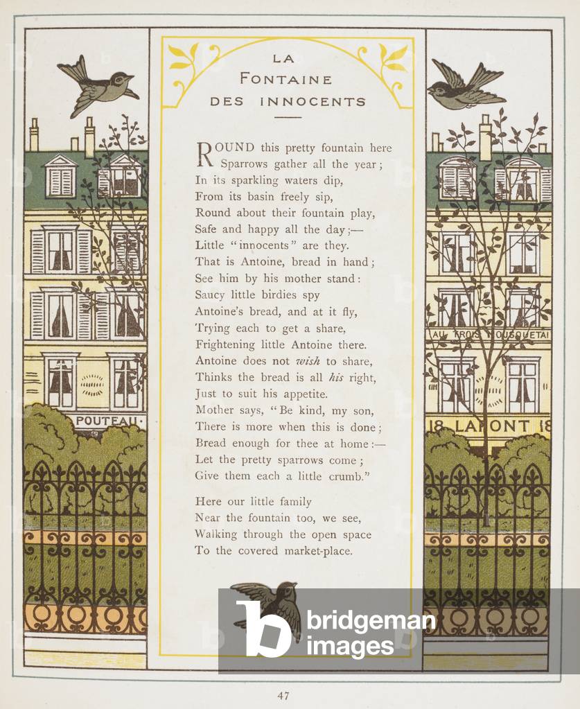 "La Fontaine des Innocents. Illustrazione a colori da «Abroad»."