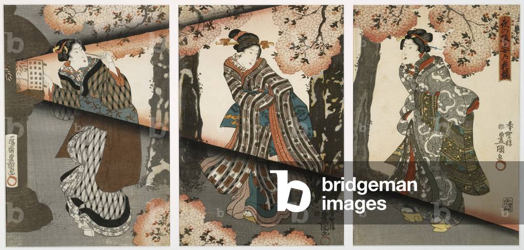 Immagine di Stampa "scena notturna con ragazze e lanterne" 1801 di Utagawa Kunisada