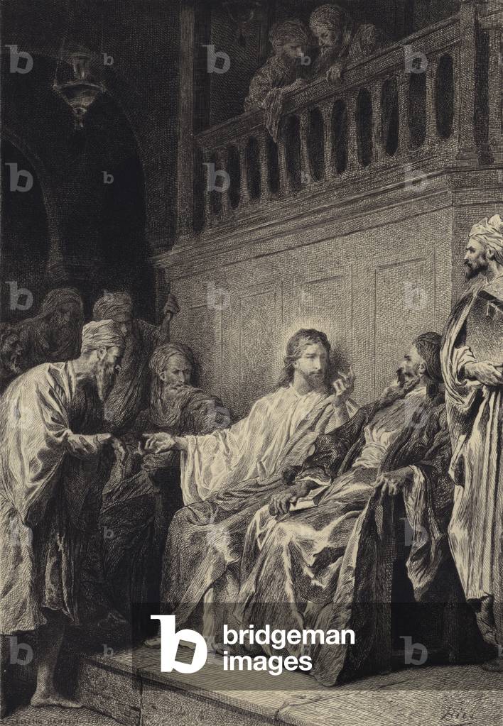 "Cristo guarisce l'uomo con la mano appassita (incisione)" di Albert Robida
