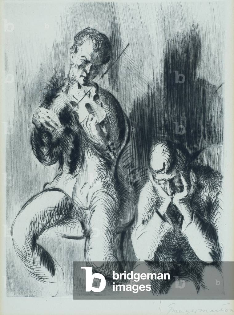 Image de Gravure représentant Violoniste 1923 par Georg Mayer-Marton