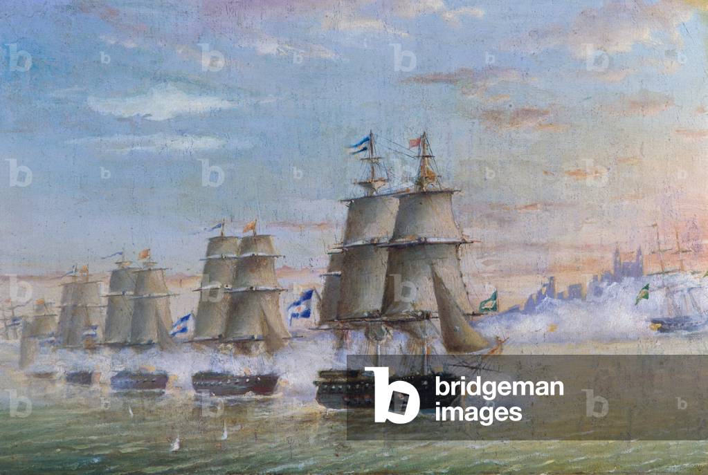 Naval bombardment in Montevideo, Uruguay, 1843, Battle of the River Plate, 19th century