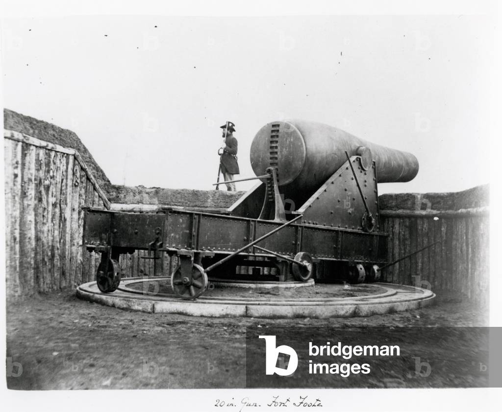 Image of 20 inch Gun, Fort Foote, c.1865 (b/w photo) by American ...