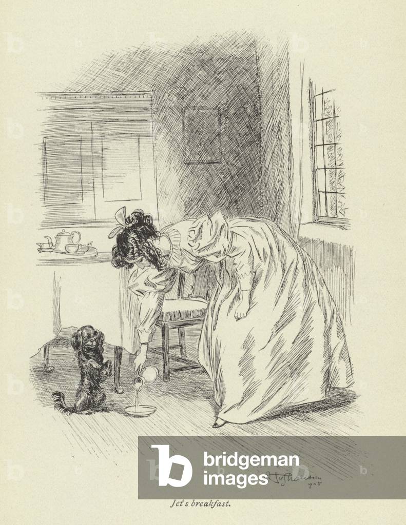 Bild von Druck "Illustration für Amos Barton von George Eliot (litho)" von Hugh Thomson, b/w