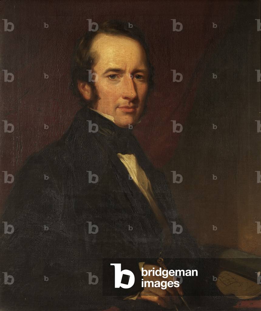 Image of Painting depicting Captain John Dunham Moor 1839 by James Curnock, b/w