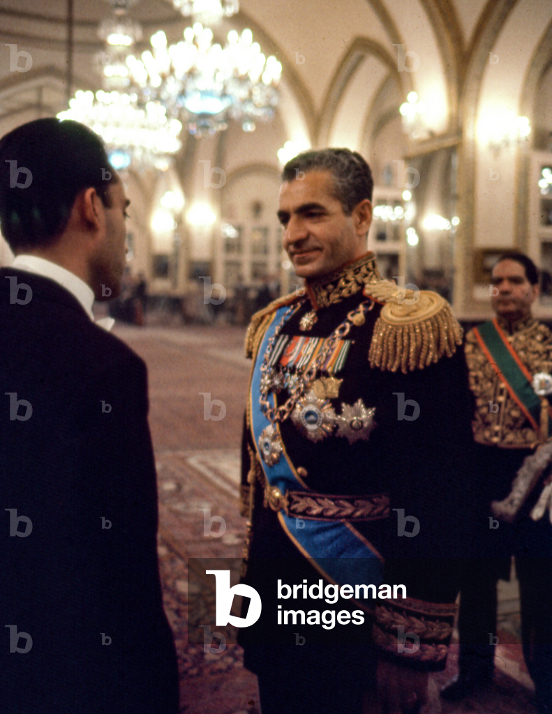 Mohammad Reza Shah Pahlavi, Shah of Iran, receives Iranian officials at Gulistan Pala…, 1960 (photo)