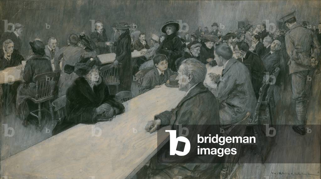 The Enemy in England: visita giorno al campo di internamento vicino a Londra (incisione)