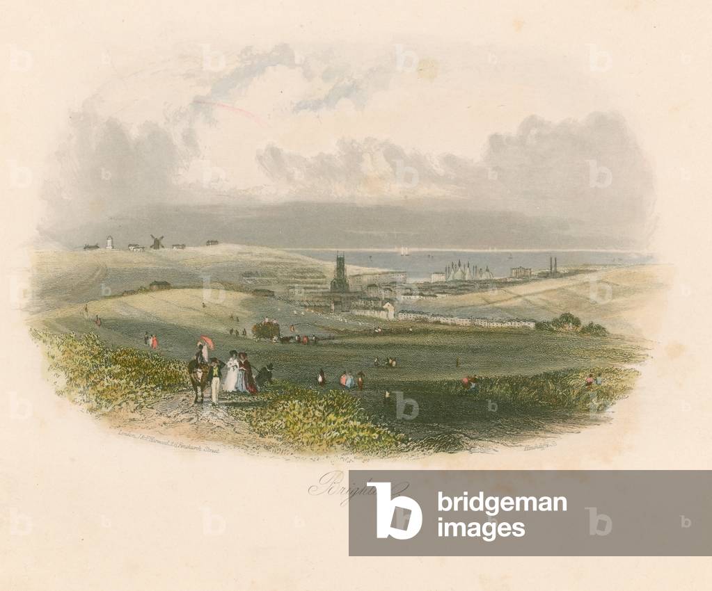 Allgemeine Ansicht von Brighton (farbige Gravur)