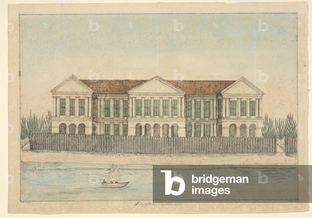 Singapur Institution.
Die Singapur (Raffles) Institution, Singapur. 1841.
Von J.A. Marsh.
Auf der Vordersei