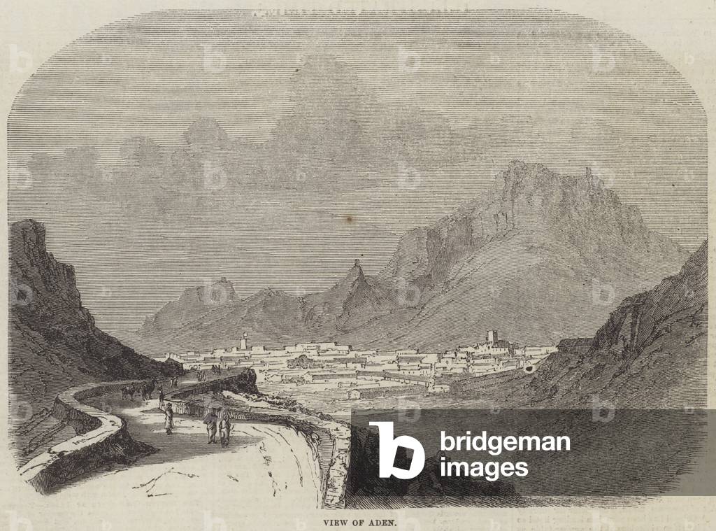 Vue d'Aden (gravure) par English School, b/w