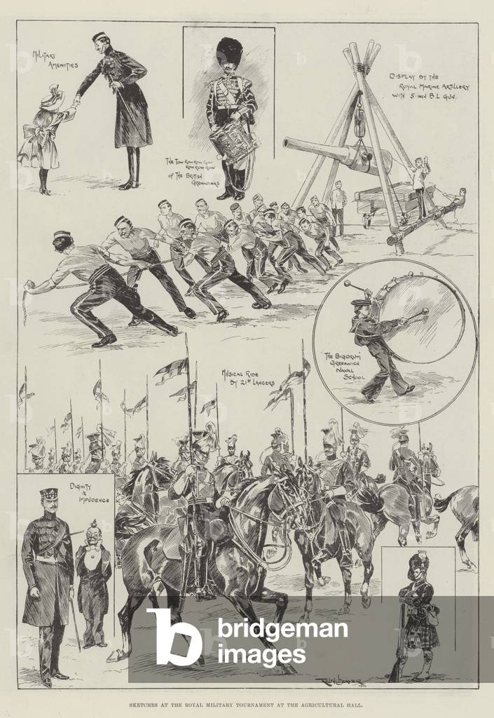 Sketches at the Royal Military Tournament at the Agricultural Hall (engraving) by Ralph Cleaver
