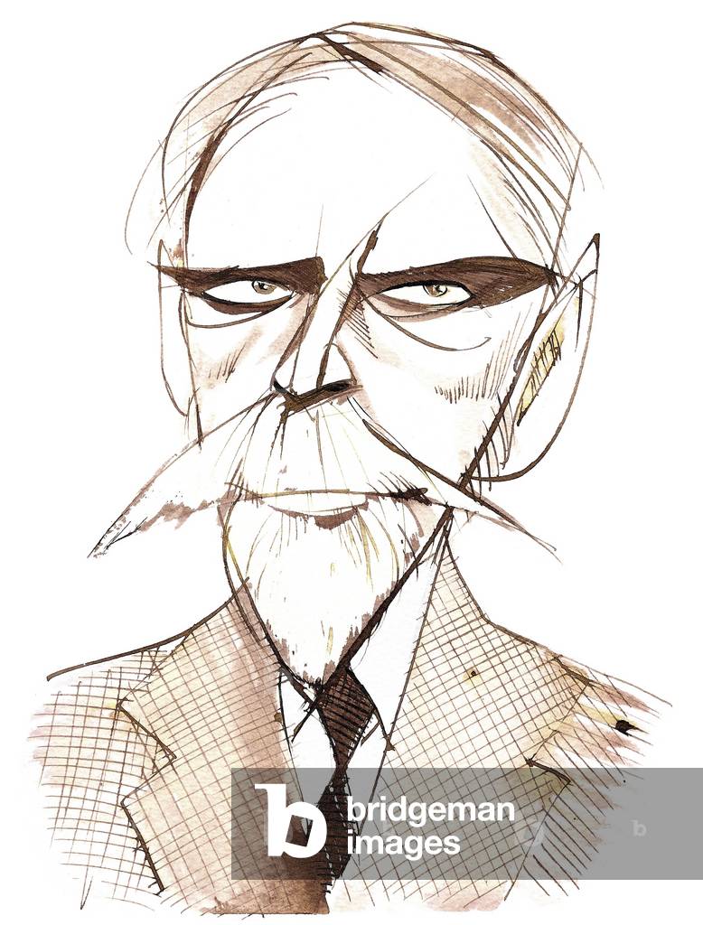 Zoltan Kodaly, ungarischer Komponist, Ethnomusikologe und Lehrer, (1882 - 1967), karikiert als jüngerer Mann