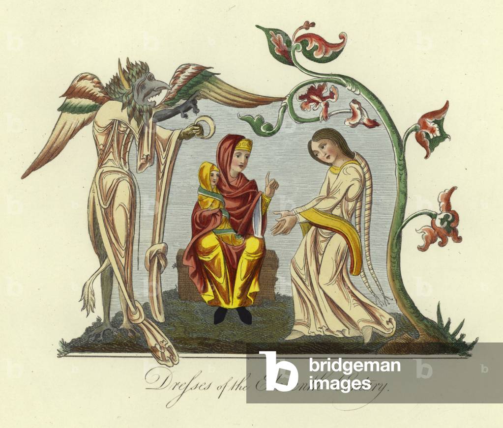 Abiti del sec. XI (incisione a colori)