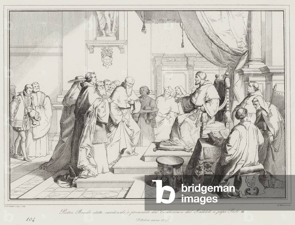"Pietro Bembo eletto cardinale" 1801 von Italian School, b/w
