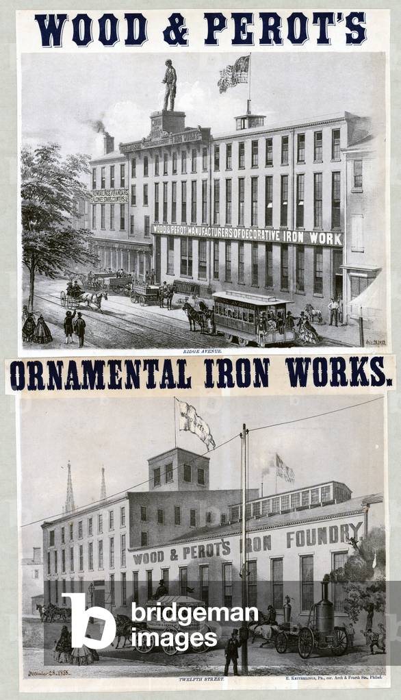 Immagine di Stampa "Lavori in ferro ornamentale di Wood & Perot", 1858 di American School, b/w