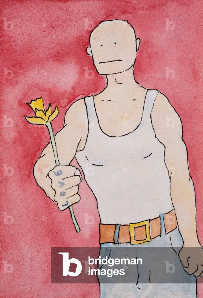 L'homme à la jonquille, 2000 (aquarelle sur papier)