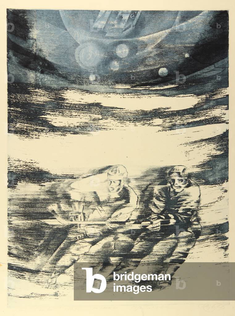 Ice Hockey, 1979 (etching)