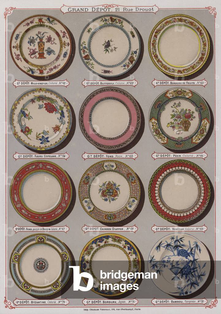"Pagina dal catalogo del Grand Depot de Porcelaines" 1801 di French School
