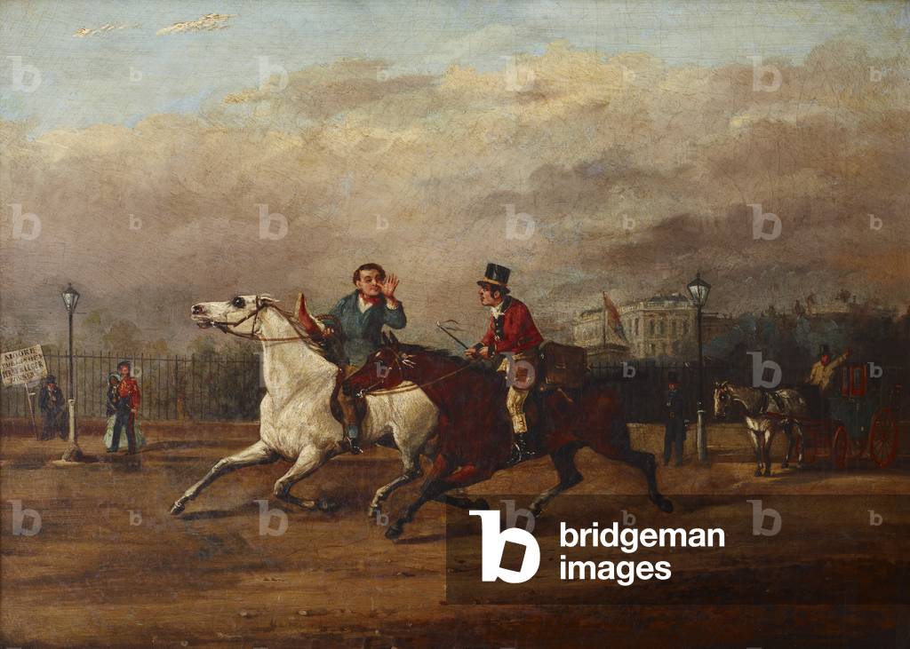 Zwei Reiter Rennen auf einer London Street