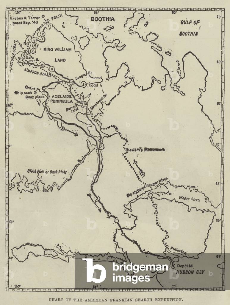 Carta dell'American Franklin Search Expedition (incisione)