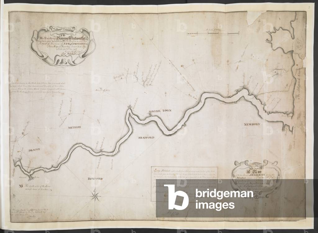 'A map of the River Merrimack from the Atlantick Ocean to Pantuckett Falls describing bounds between New Hamps