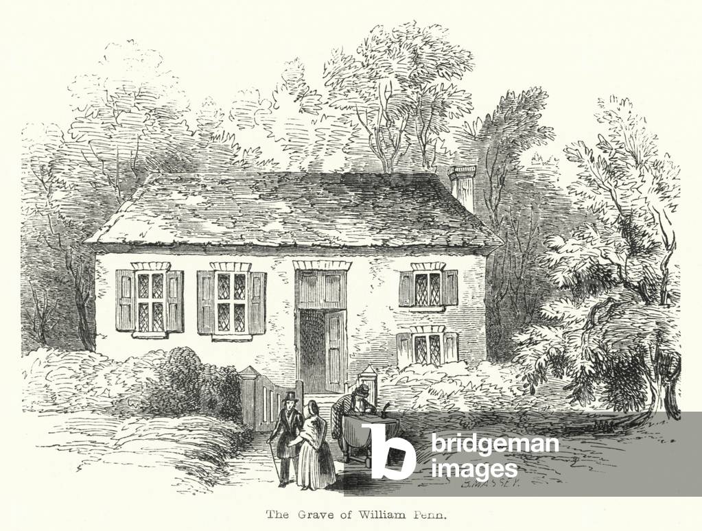 "Das Grab von William Penn (Gravur)" von English School, b/w