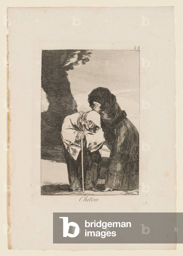 Bild von Gravur "Chiton" 1799 von Francisco Jose de Goya y Lucientes, b/w