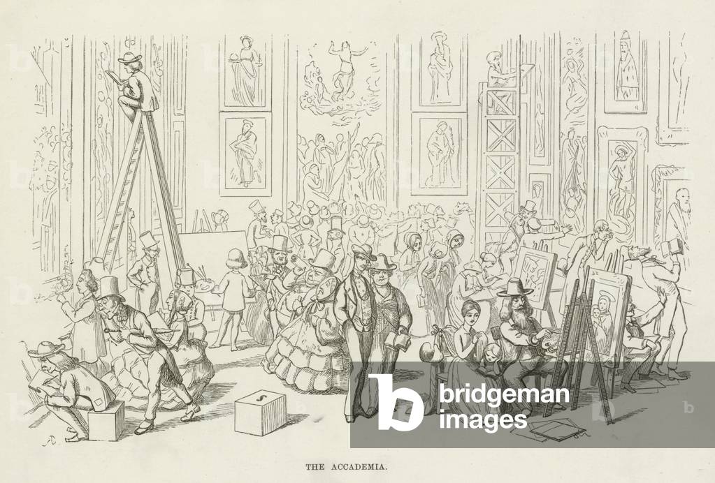 "Die Accademia (Gravur)" von Richard Doyle, b/w