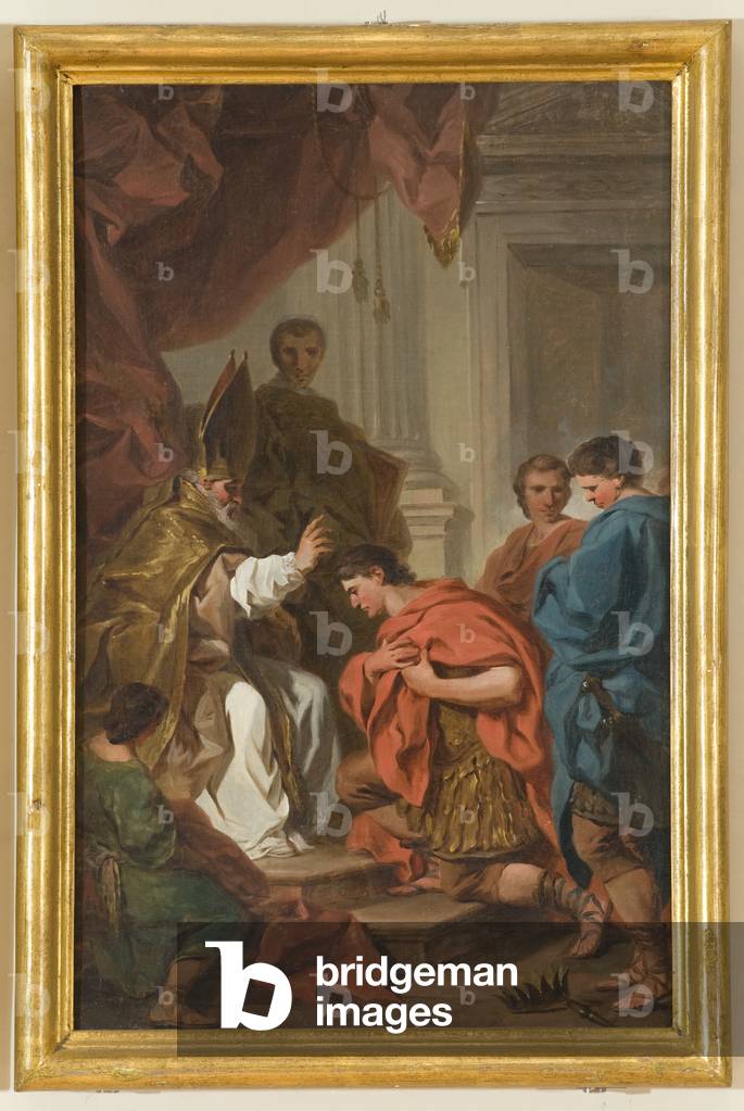 Image of Painting depicting Saint Ambrose absolves Emperor Theodosius 1750
