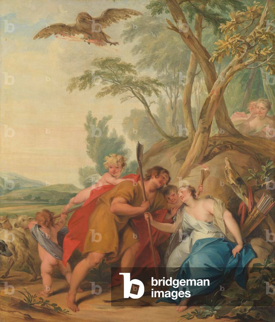 Giove, travestito da pastore, seducendo Mnemosyne, la dea della memoria, 1727 (olio su tela)