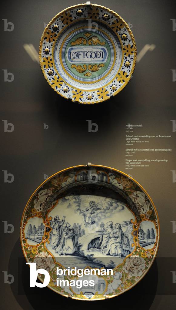 Ceramica. Piatti decorati con scene religiose, XVII-XVIII secolo. Paesi Bassi.