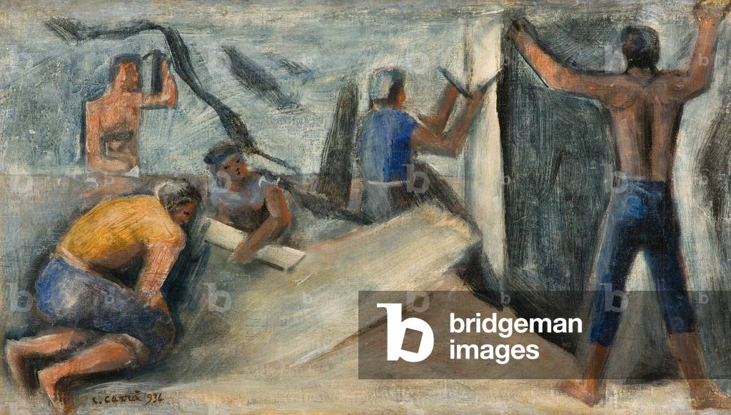 Immagine di Disegno "Il taglio del marmo" 1934 di Carlo Carra
