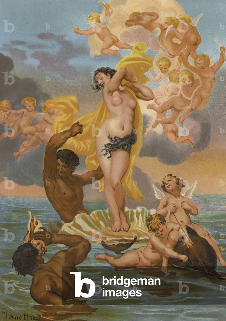 La naissance d'Aphrodite (chromolitho) par Spanish School