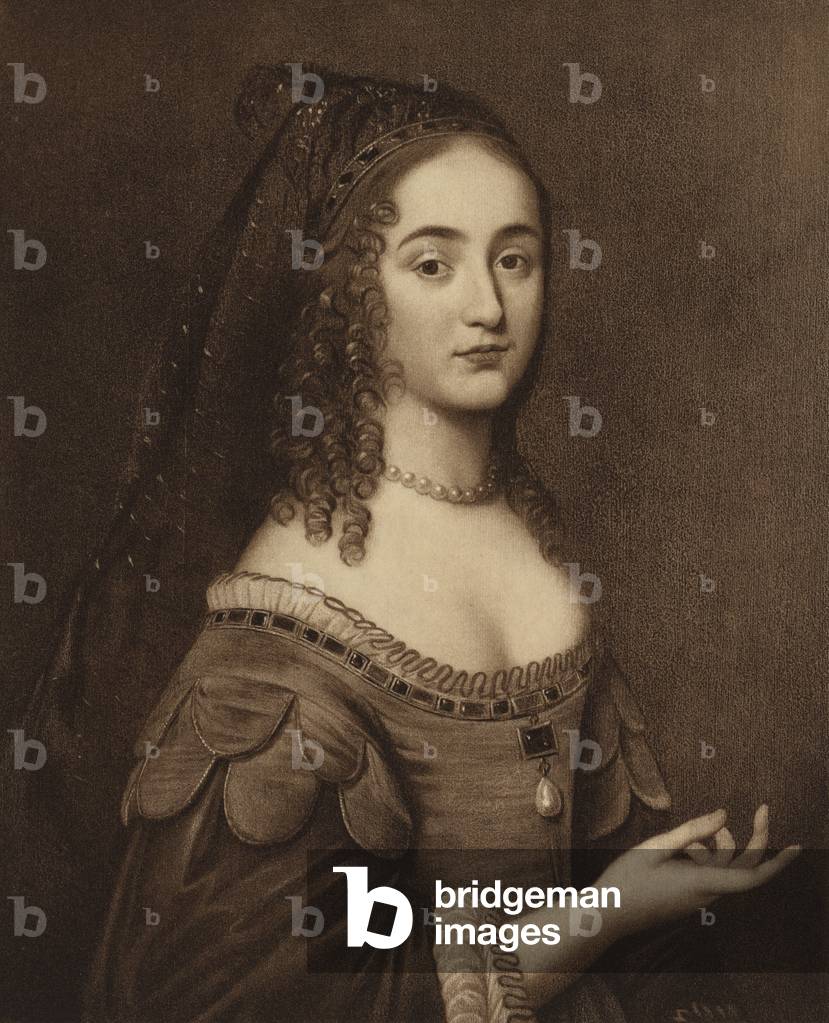 "Henrietta Maria (incisione)" di Gerrit van Honthorst, b/w